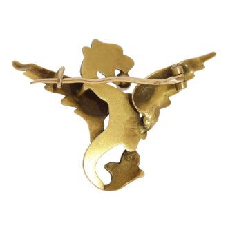 French gold Art Nouveau pendant watch with dragon brooch Circa 1900
