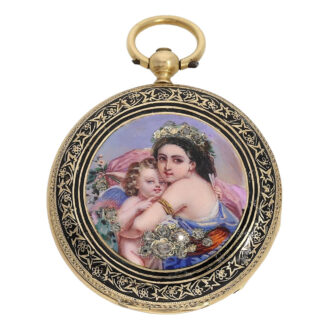 Swiss gold, enamel and diamond-set pocket watch Circa 1850