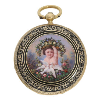 Swiss gold, enamel and diamond-set pocket watch Circa 1850