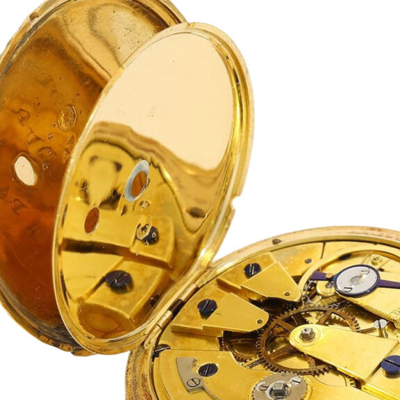 Ultra-thin French gold and enamel Lépine watch Circa 1820 Ultra-thin French gold and enamel Lépine watch Circa 1820