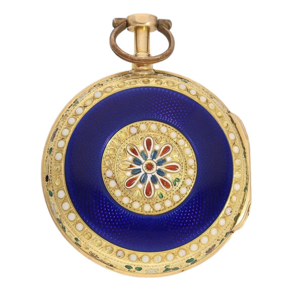 French 20K gold, enamel and pearl-set verge watch Circa 1770 French 20K gold, enamel and pearl-set verge watch Circa 1770