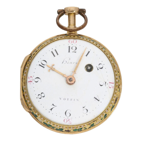 French 20K gold, enamel and pearl-set verge watch Circa 1770 French 20K gold, enamel and pearl-set verge watch Circa 1770