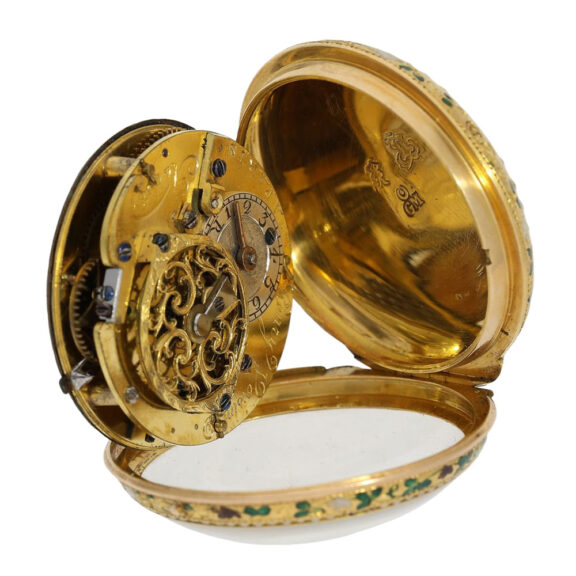 French 20K gold, enamel and pearl-set verge watch Circa 1770 French 20K gold, enamel and pearl-set verge watch Circa 1770