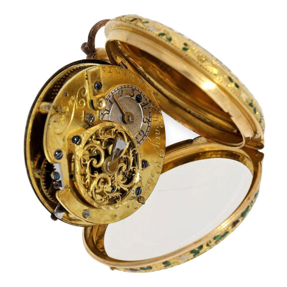 French 20K gold, enamel and pearl-set verge watch Circa 1770 French 20K gold, enamel and pearl-set verge watch Circa 1770