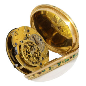 French 20K gold, enamel and pearl-set verge watch Circa 1770 French 20K gold, enamel and pearl-set verge watch Circa 1770