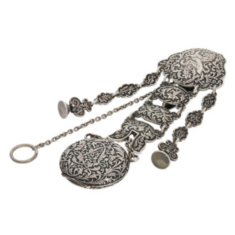 French Renaissance style cylinder watch with chatelaine Circa 1870