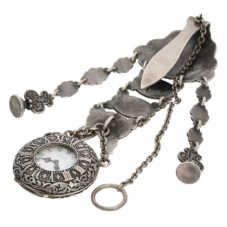French Renaissance style cylinder watch with chatelaine Circa 1870