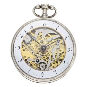 Large Swiss silver skeletonized repeating verge watch Circa 1820