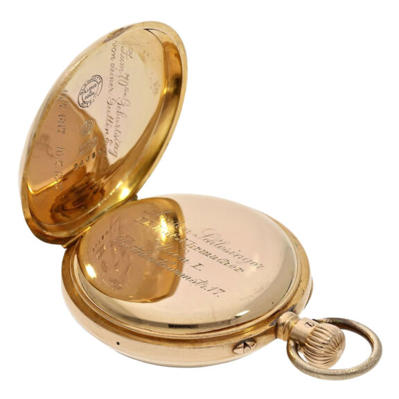 Early German 18K rose gold open faced lever watch Circa 1887 Early German 18K rose gold open faced lever watch Circa 1887