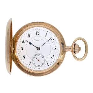 Large German 14K rose gold hunting cased lever Circa 1905