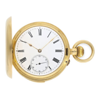 Swiss gold hunting cased minute repeating lever watch Circa 1880