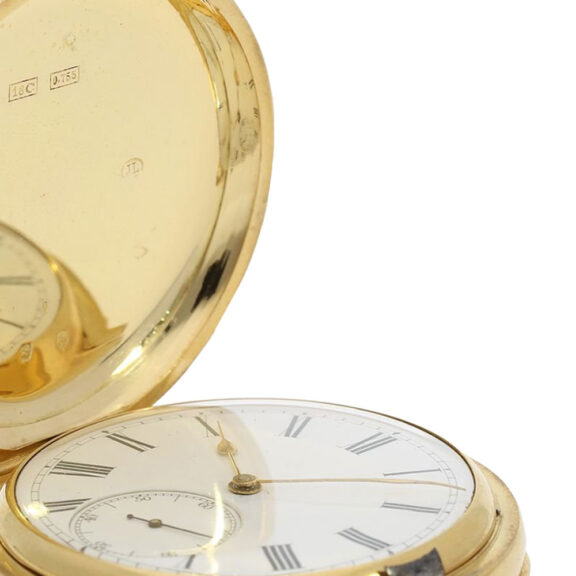 Swiss gold hunting cased minute repeating lever watch Circa 1880 Swiss gold hunting cased minute repeating lever watch Circa 1880