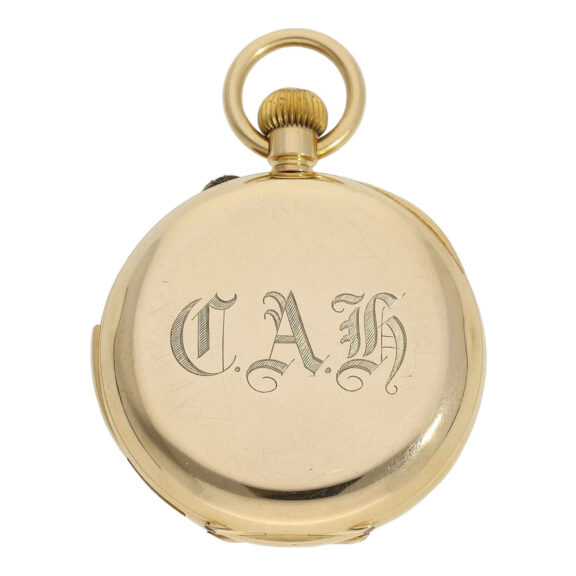 Swiss gold hunting cased minute repeating lever watch Circa 1880 Swiss gold hunting cased minute repeating lever watch Circa 1880