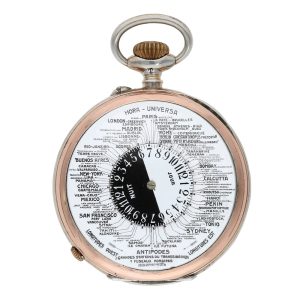 Swiss silver double-dialled lever world time watch Circa 1900