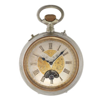 Swiss nickel musical cylinder watch with visible balance Circa 1890