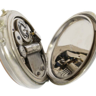 Swiss nickel musical cylinder watch with visible balance Circa 1890 Swiss nickel musical cylinder watch with visible balance Circa 1890