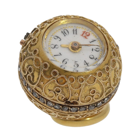 Very fine 18K gold and diamond-set Boule de Genève Circa 1860 Very fine 18K gold and diamond-set Boule de Genève Circa 1860