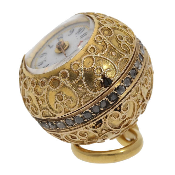 Very fine 18K gold and diamond-set Boule de Genève Circa 1860 Very fine 18K gold and diamond-set Boule de Genève Circa 1860