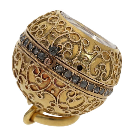 Very fine 18K gold and diamond-set Boule de Genève Circa 1860 Very fine 18K gold and diamond-set Boule de Genève Circa 1860
