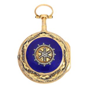 French gold, enamel and stone-set repeating verge watch Circa 1780