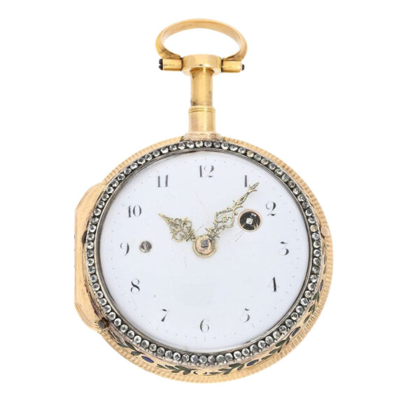 French gold, enamel and stone-set repeating verge watch Circa 1780 French gold, enamel and stone-set repeating verge watch Circa 1780