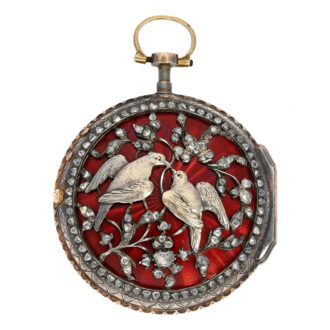 French 18 carat gold, enamel and diamond-set verge pocket watch, circa 1750