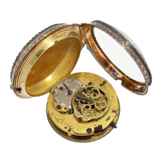 French 18 carat gold, enamel and diamond-set verge pocket watch, circa 1750