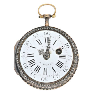 French 18 carat gold, enamel and diamond-set verge pocket watch, circa 1750