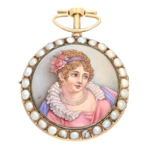 French gold, enamel and pearl-set repeating à toc verge Circa 1800