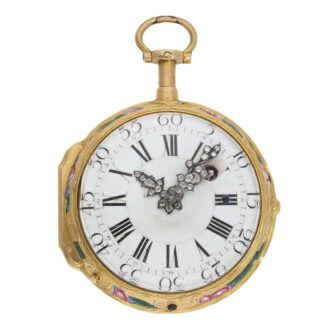French gold and enamel quarter repeating Louis XV verge Circa 1760