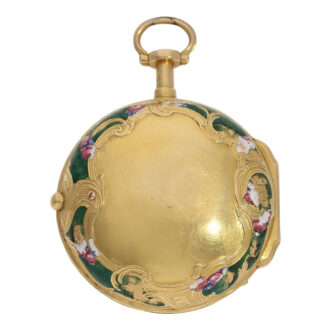French gold and enamel quarter repeating Louis XV verge Circa 1760
