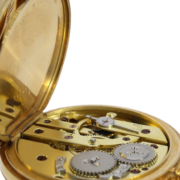 French gold and enamel hunting cased cylinder watch Circa 1870 French gold and enamel hunting cased cylinder watch Circa 1870