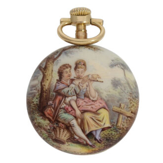 Unique Swiss 18K gold and enamel lever watch Circa 1887