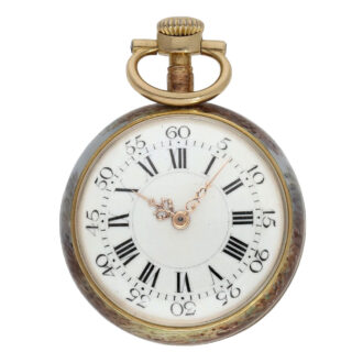Unique Swiss 18K gold and enamel lever watch Circa 1887