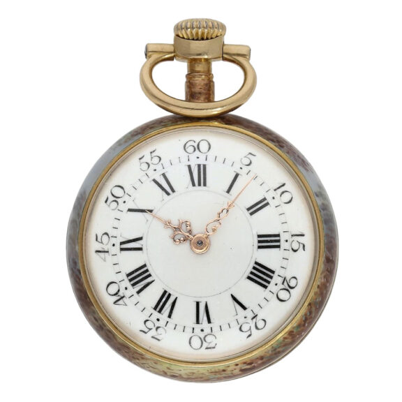 Unique Swiss 18K gold and enamel lever watch Circa 1887 Unique Swiss 18K gold and enamel lever watch Circa 1887