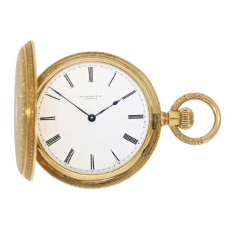 Swiss gold hunting cased watch with special case decoration Circa 1855
