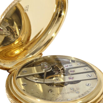 Swiss gold hunting cased watch with special case decoration Circa 1855