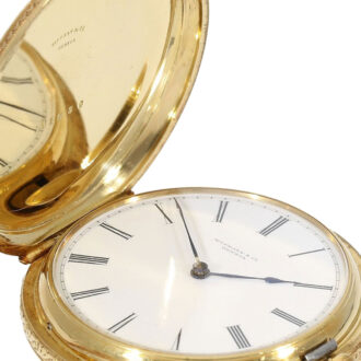 Swiss gold hunting cased watch with special case decoration Circa 1855