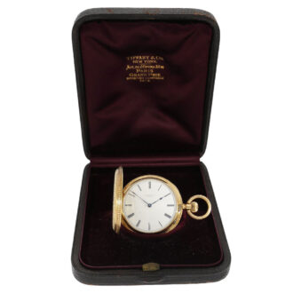 Swiss gold hunting cased watch with special case decoration Circa 1855