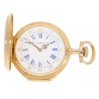 Rare Swiss 18K rose gold hunting cased Louis XV watch Circa 1885