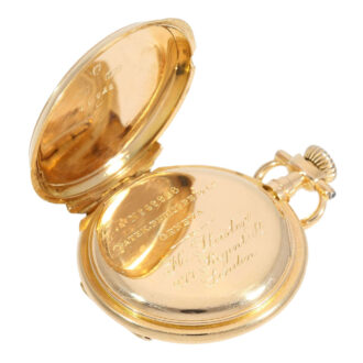 Rare Swiss 18K rose gold hunting cased Louis XV watch Circa 1885