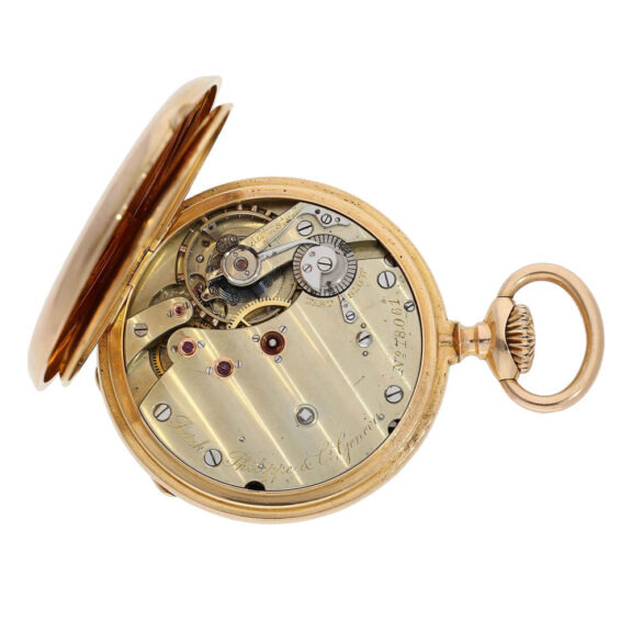 Swiss 18 carat rose gold open faced ankerchronometer pocket watch, circa 1889 Swiss 18 carat rose gold open faced ankerchronometer pocket watch, circa 1889
