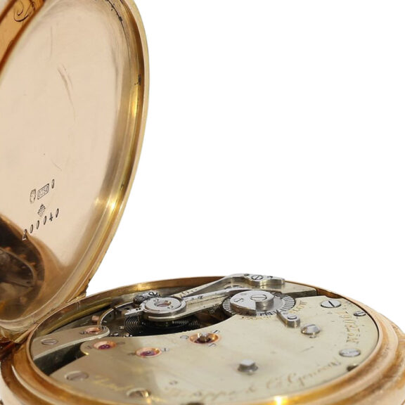 Swiss 18 carat rose gold open faced ankerchronometer pocket watch, circa 1889 Swiss 18 carat rose gold open faced ankerchronometer pocket watch, circa 1889
