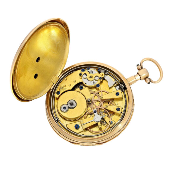 French gold open faced repeating cylinder watch Circa 1820 French gold open faced repeating cylinder watch Circa 1820