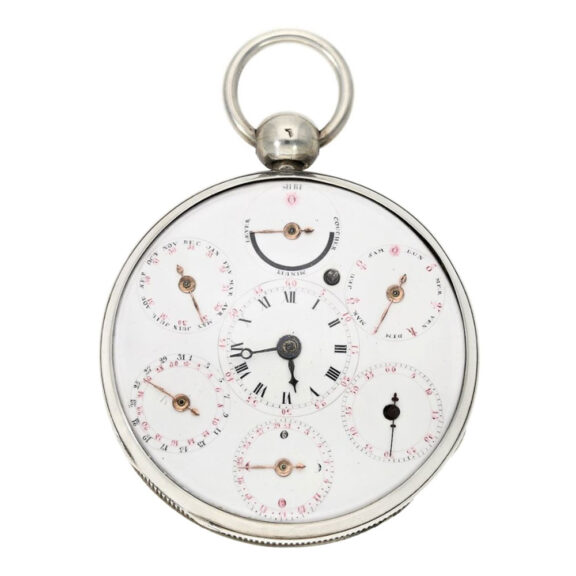 Large Swiss silver open faced astronomical verge watch Circa 1800