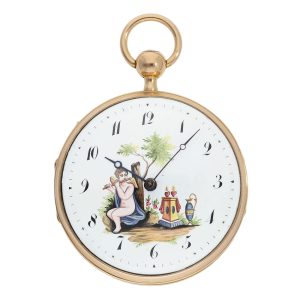 Swiss 18K gold quarter repeating musical cylinder watch Circa 1800