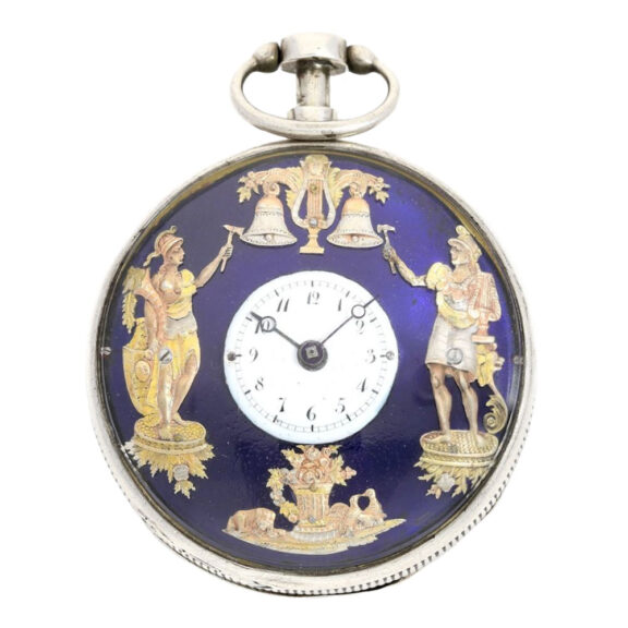Swiss silver repeating verge watch with Jacquemart Circa 1800