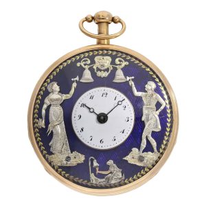 Swiss rose gold repeating verge with Jacquemarts Circa 1820