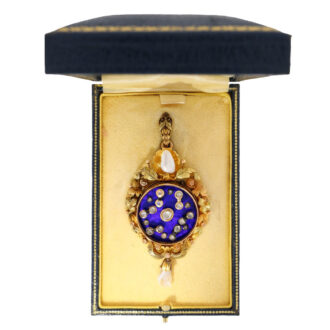 Swiss gold brooch pendant watch with automaton Circa 1860