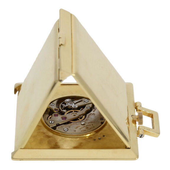 Swiss gold square Art Deco lever travel clock Circa 1925 Swiss gold square Art Deco lever travel clock Circa 1925